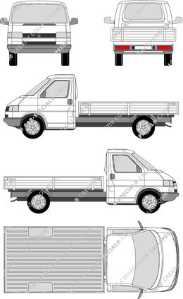 Volkswagen Transporter remolque de plataforma baja, 1990–2003 (VW_092)